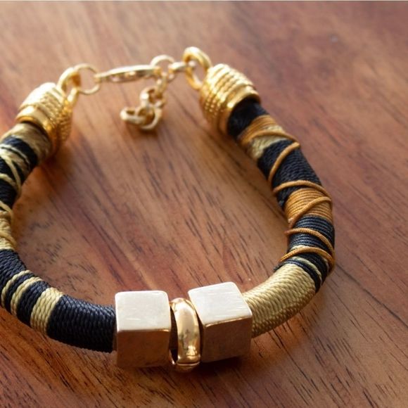 Handmade bracelet gold details brown adjustable new - Picture 4 of 4